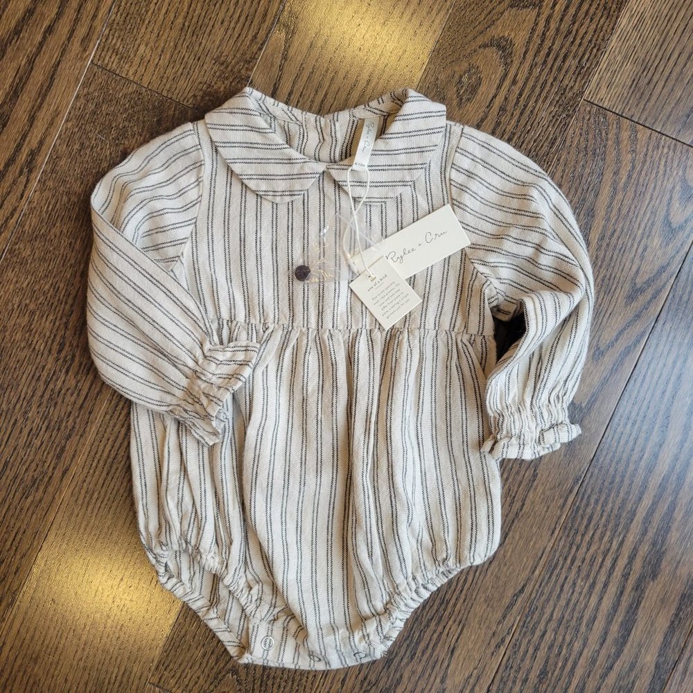 Rylee & Cru Cora Romper Black Pinstripe